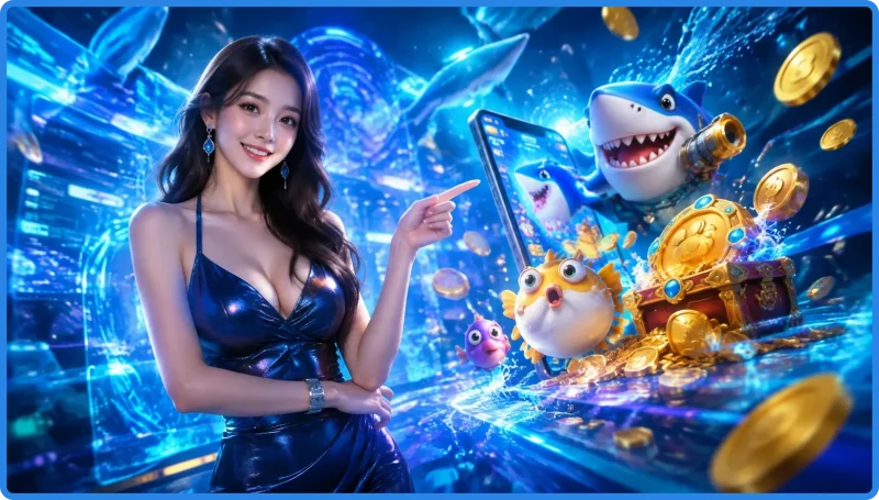 Các sinh vật biển ngộ nghĩnh và vũ khí hiện đại trong game bắn cá béo