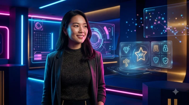 Điện thoại thông minh hiển thị giao diện đăng nhập với ánh sáng neon xanh